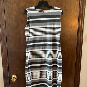 Calvin Klein grey and white striped sleeveless dress, size 10, $15